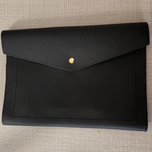 Black Envelope Clutch with Gold Button